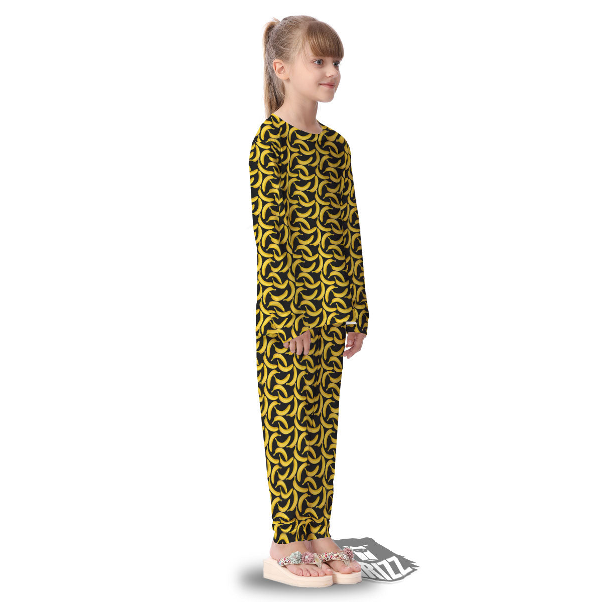 Banana Black Print Pattern Kid's Pajamas-grizzshop