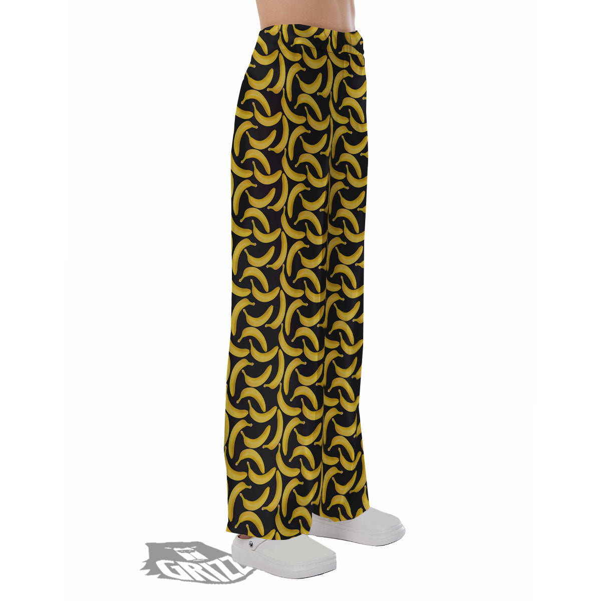 Banana Black Print Pattern Pajama Pants-grizzshop