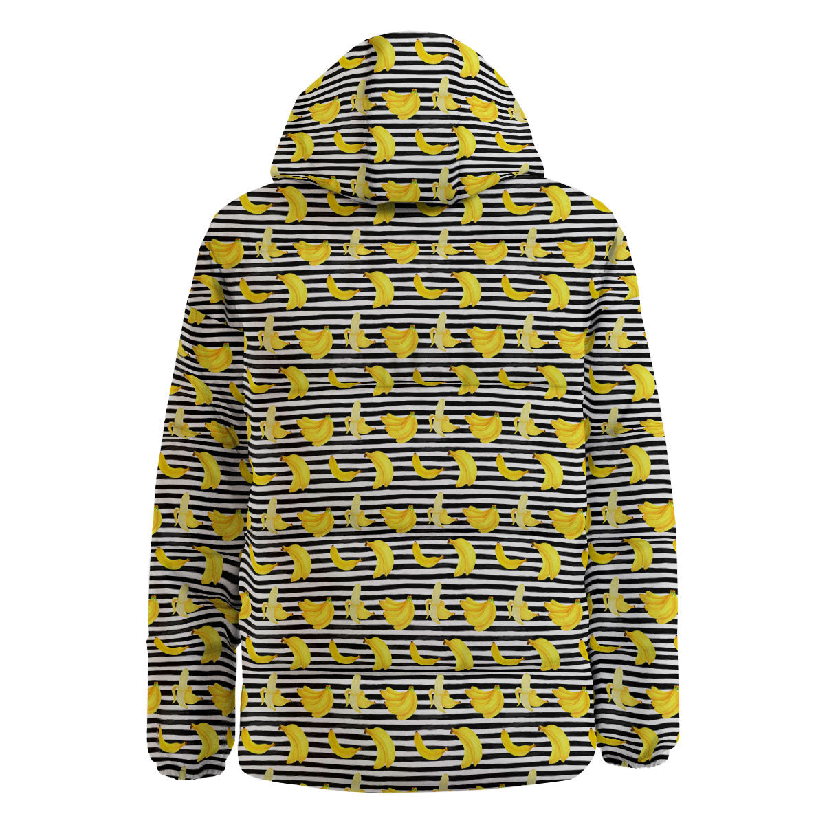 Banana Black Striped Print Pattern Down Jacket-grizzshop