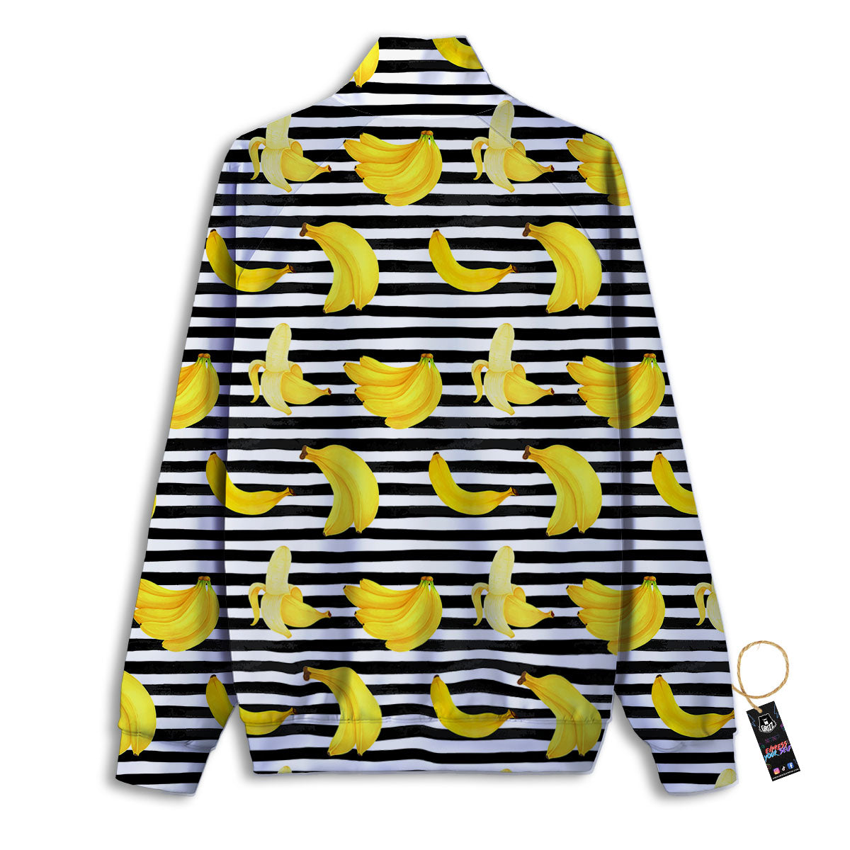 Banana Black Striped Print Pattern Track Jacket-grizzshop