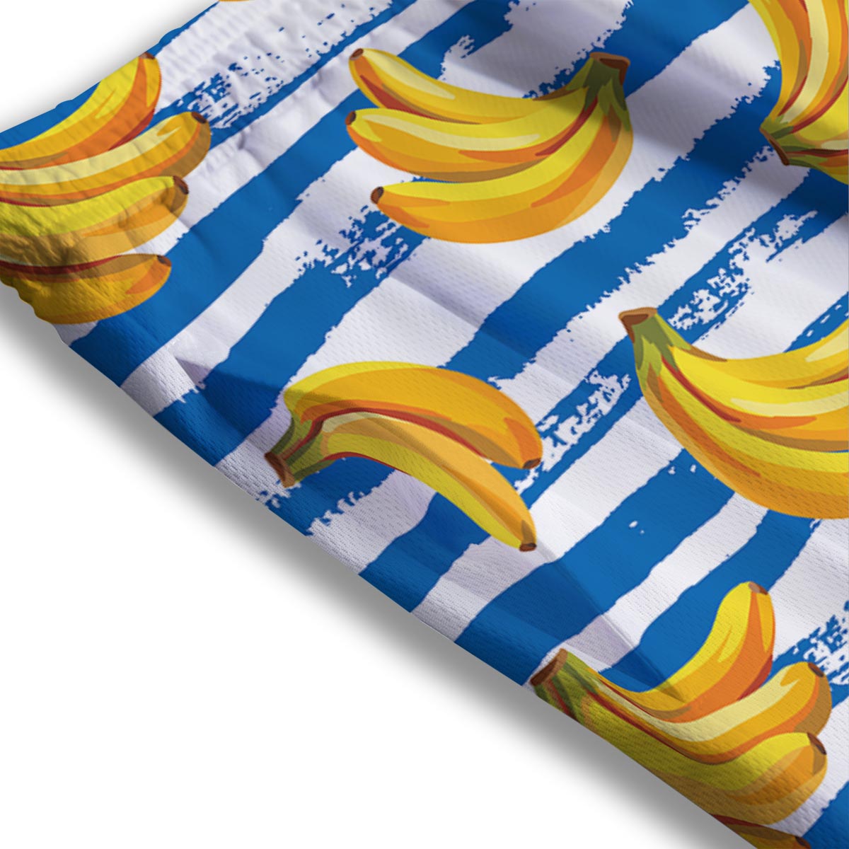 Banana Blue And White Striped Print Pattern Mesh Shorts