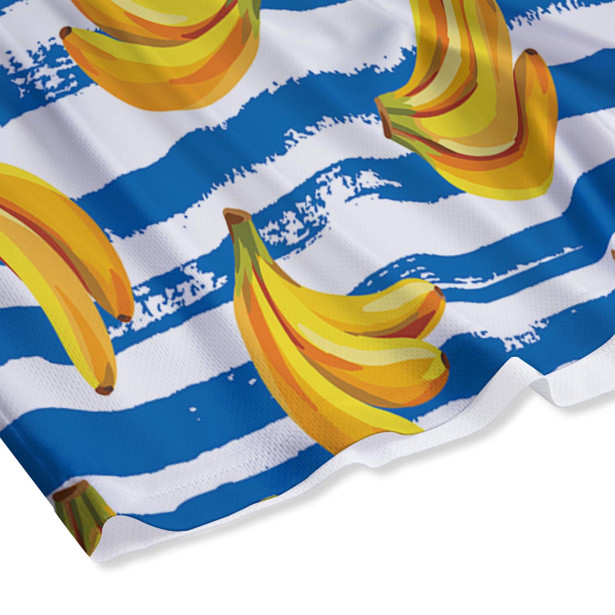 Banana Blue And White Striped Print Pattern Mesh Shorts