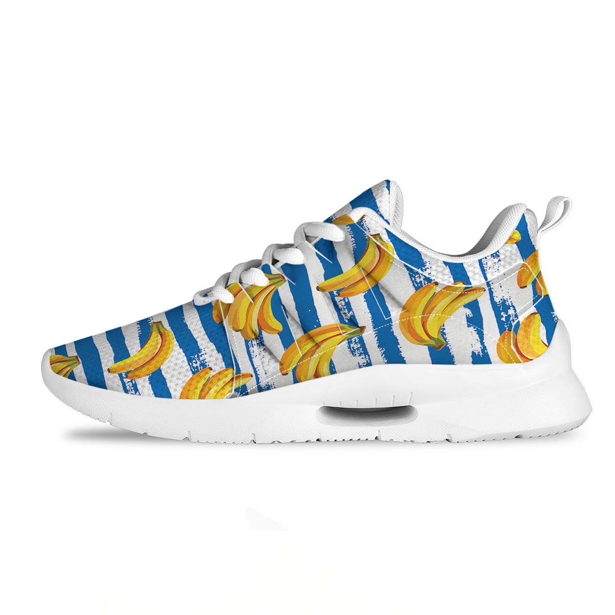 Banana Blue And White Striped Print Pattern Tennis Shoes-grizzshop