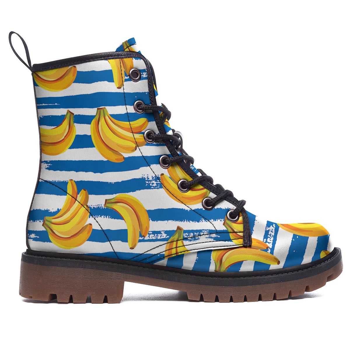 Banana Blue And White Striped Print Pattern Work Boots-grizzshop