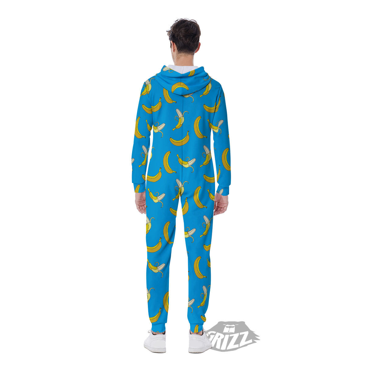 Banana Blue Print Pattern Men's Jumpsuit-grizzshop