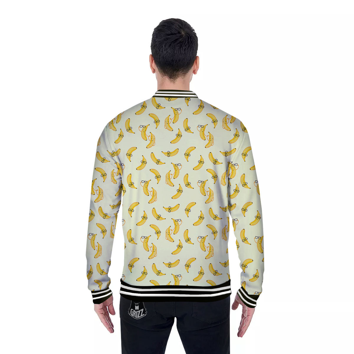 Banana Cute Print Pattern Baseball Jacket-grizzshop
