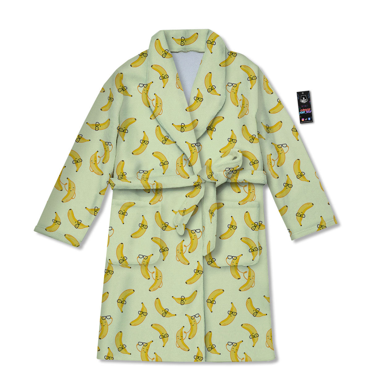 Banana Cute Print Pattern Bathrobe-grizzshop