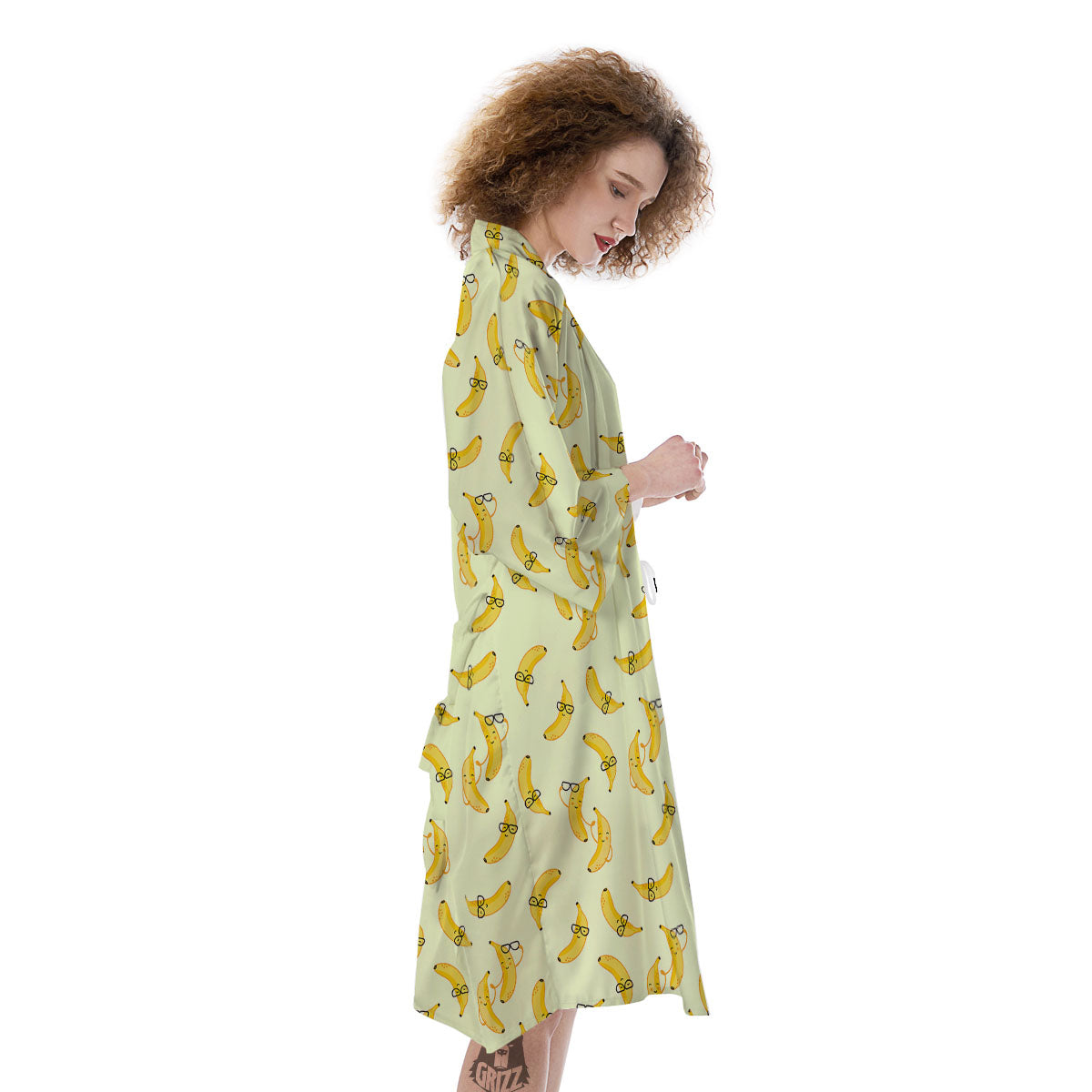 Banana Cute Print Pattern Kimono-grizzshop