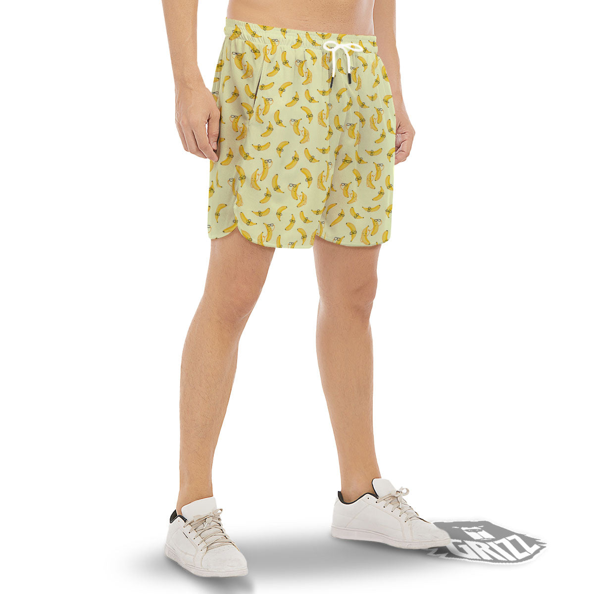 Banana Cute Print Pattern Men's Gym Shorts-grizzshop