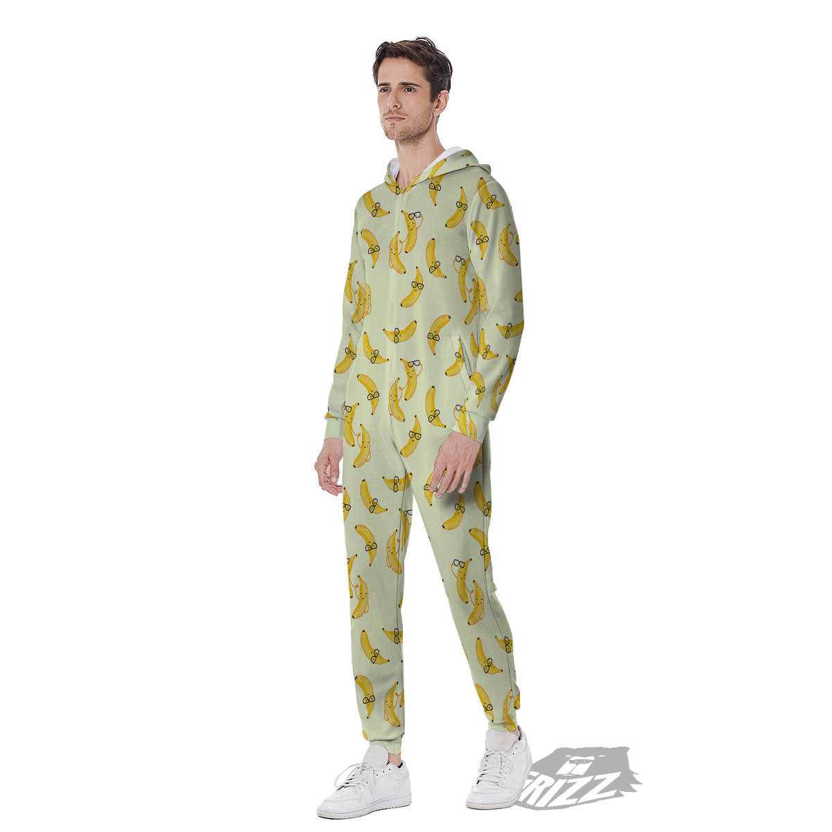 Banana Cute Print Pattern Men's Jumpsuit-grizzshop