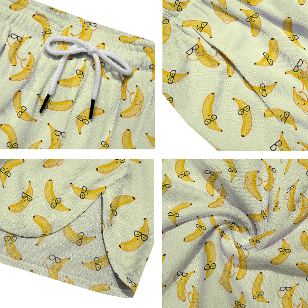 Banana Cute Print Pattern Men's Running Shorts-grizzshop
