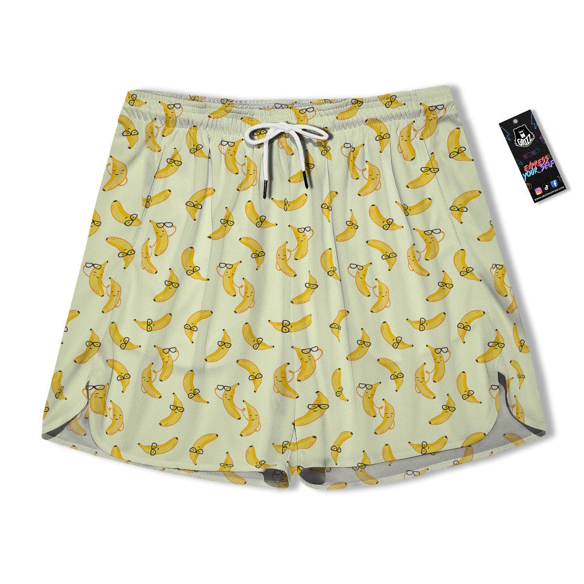 Banana Cute Print Pattern Men's Running Shorts-grizzshop