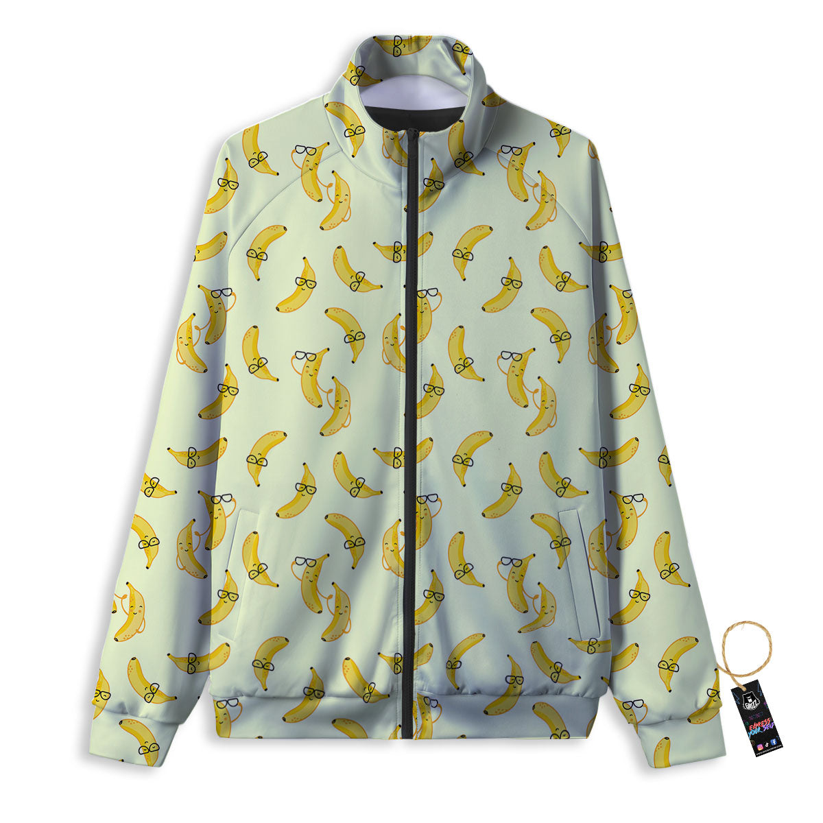 Banana Cute Print Pattern Track Jacket-grizzshop