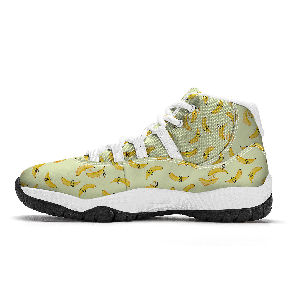 Banana Cute Print Pattern White Bball Shoes-grizzshop
