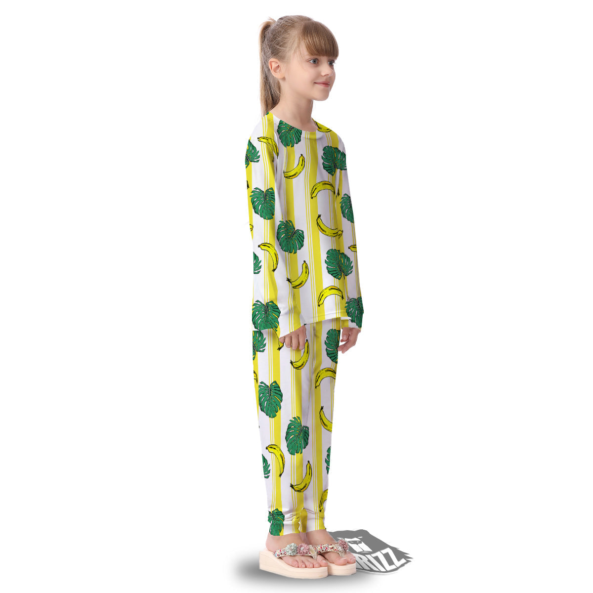 Banana Geometric Yellow Print Pattern Kid's Pajamas-grizzshop