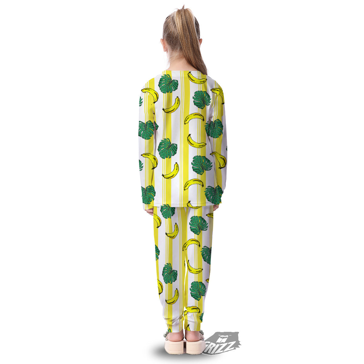 Banana Geometric Yellow Print Pattern Kid's Pajamas-grizzshop