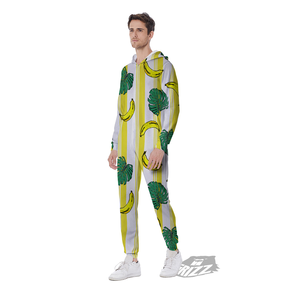 Banana Geometric Yellow Print Pattern Men's Jumpsuit-grizzshop