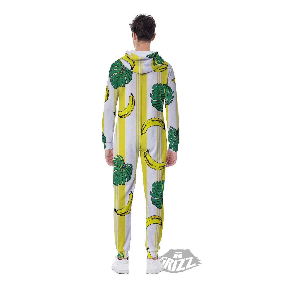 Banana Geometric Yellow Print Pattern Men's Jumpsuit-grizzshop