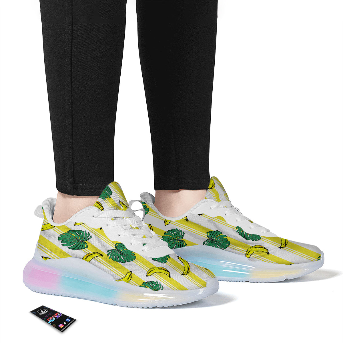 Banana Geometric Yellow Print Pattern Running Sneakers-grizzshop