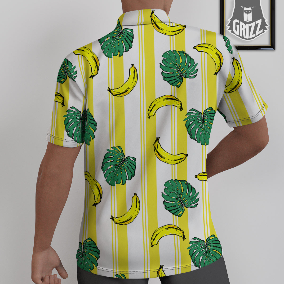 Banana Geometric Yellow Print Pattern Untucked Shirts-grizzshop