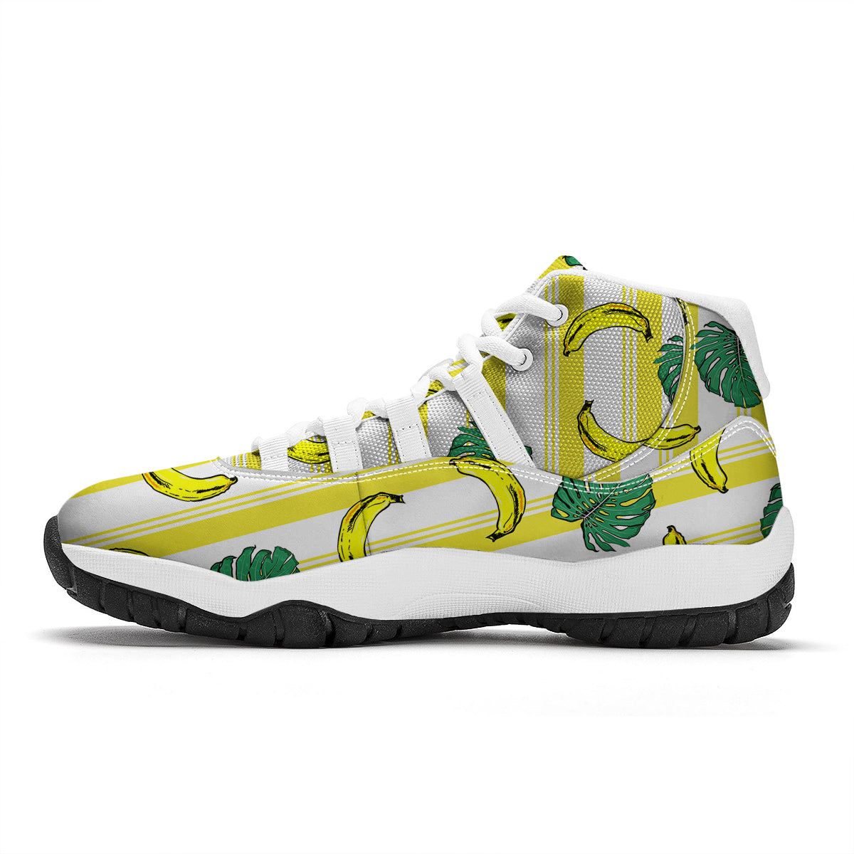 Banana Geometric Yellow Print Pattern White Bball Shoes-grizzshop