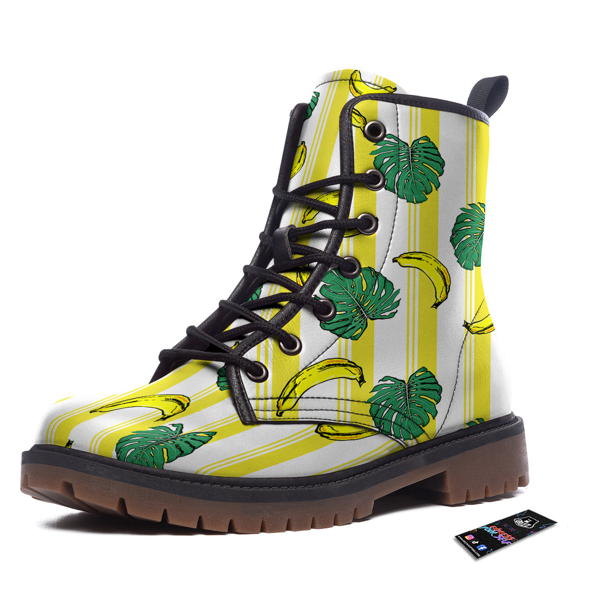 Banana Geometric Yellow Print Pattern Work Boots-grizzshop