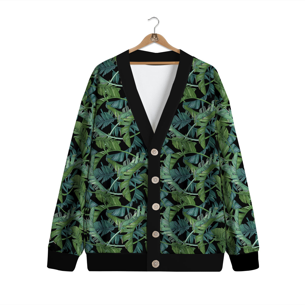 Banana Leaf Print Pattern Cardigan-grizzshop