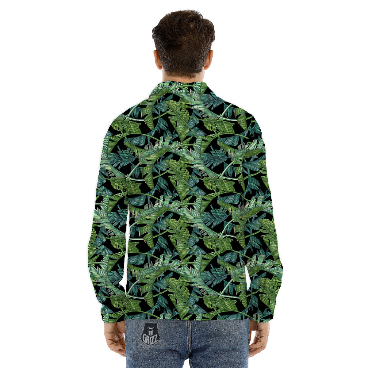 Banana Leaf Print Pattern Men's Dress Shirts-grizzshop