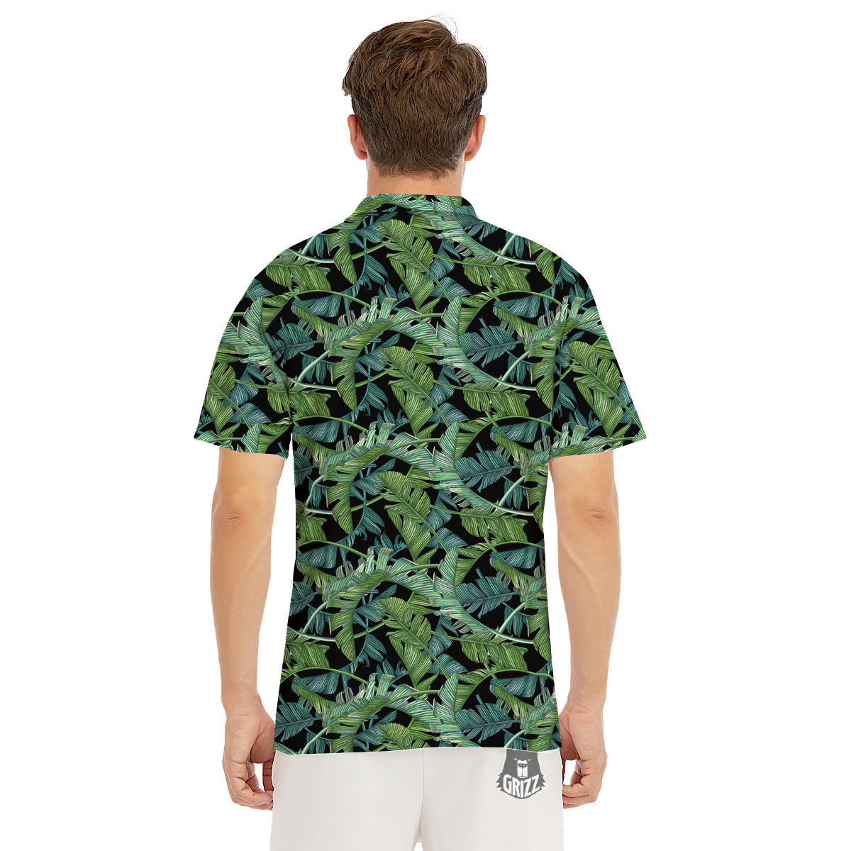 Banana Leaf Print Pattern Men's Golf Shirts-grizzshop