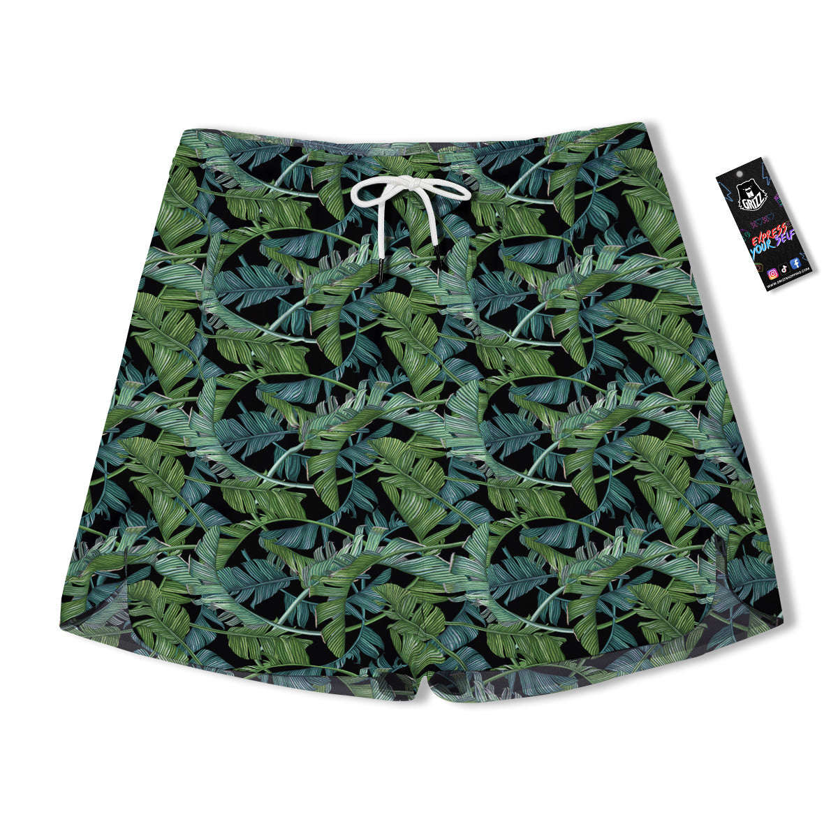 Banana Leaf Print Pattern Men's Running Shorts-grizzshop