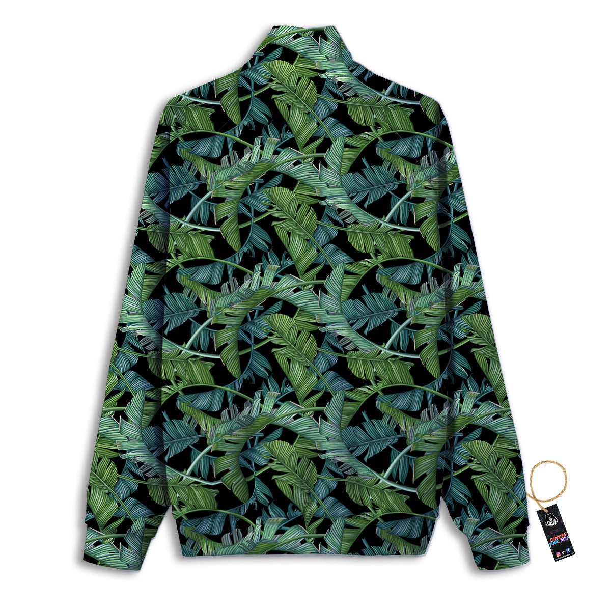 Banana Leaf Print Pattern Track Jacket-grizzshop