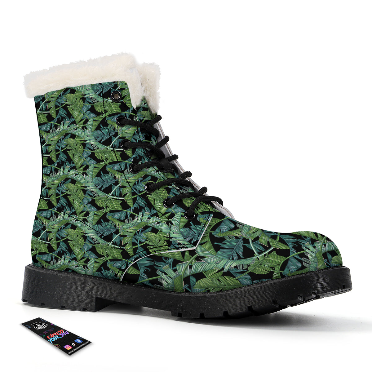 Banana Leaf Print Pattern Winter Boots-grizzshop