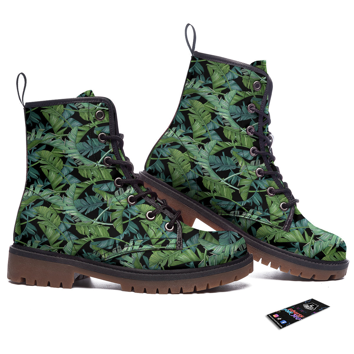 Banana Leaf Print Pattern Work Boots-grizzshop