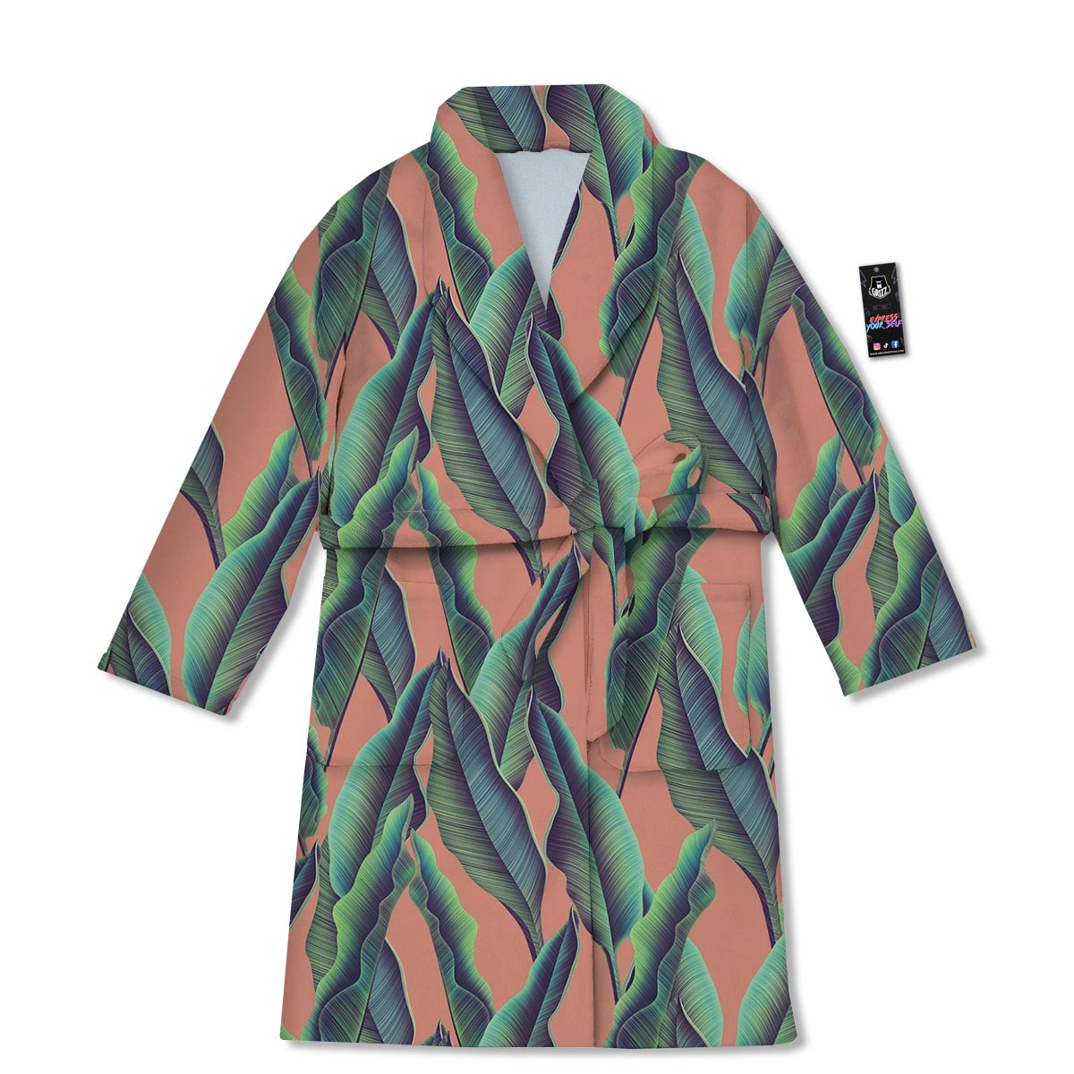 Banana Leaf Tropical Print Pattern Bathrobe-grizzshop