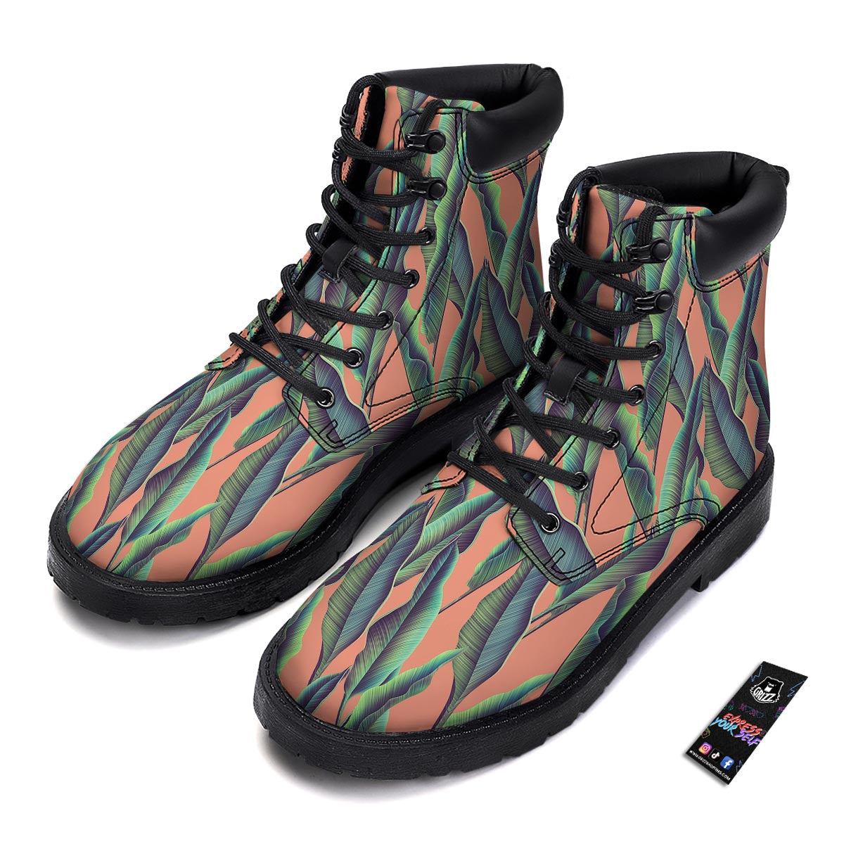 Banana Leaf Tropical Print Pattern Boots-grizzshop