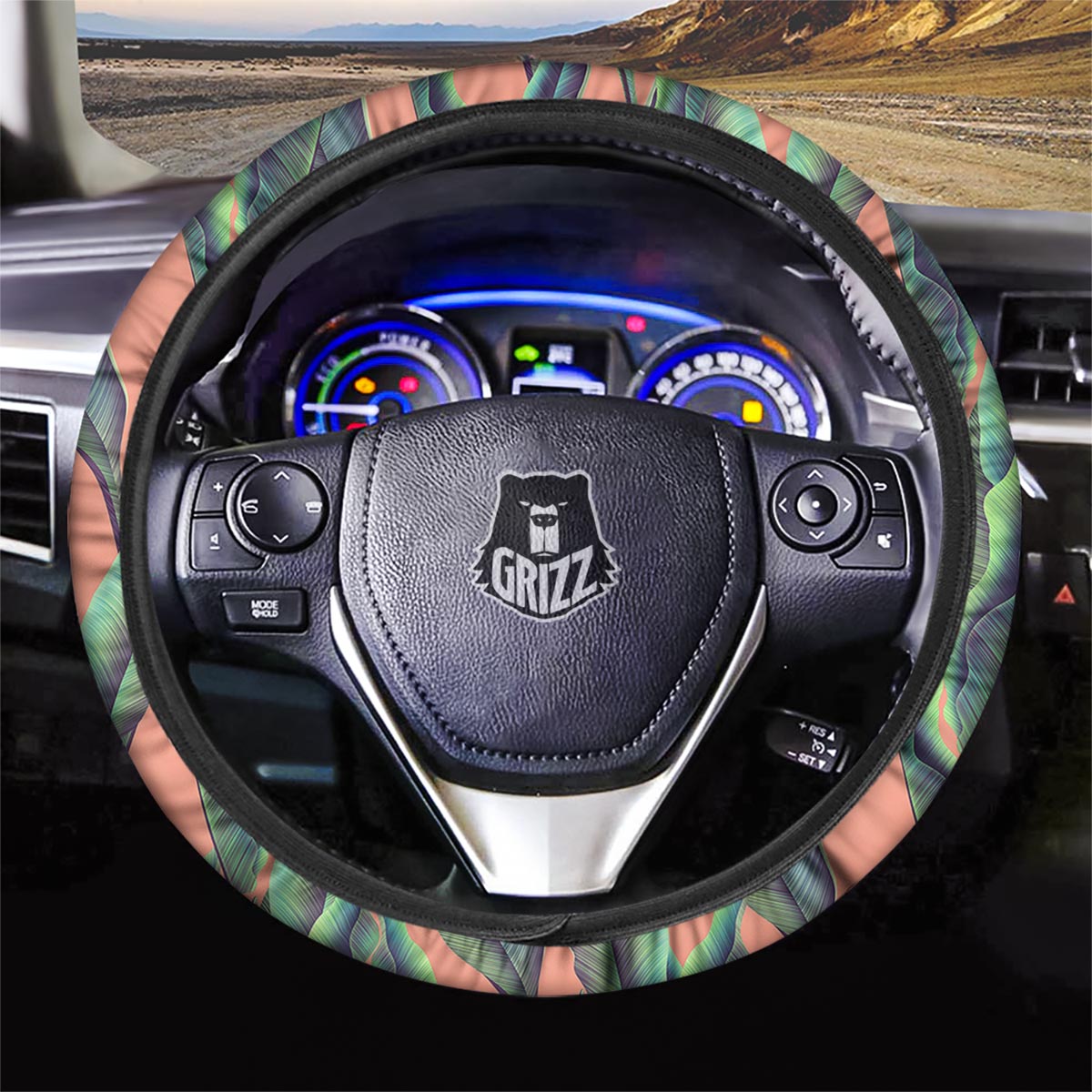 Banana Leaf Tropical Print Pattern Car Steering Wheel Cover-grizzshop