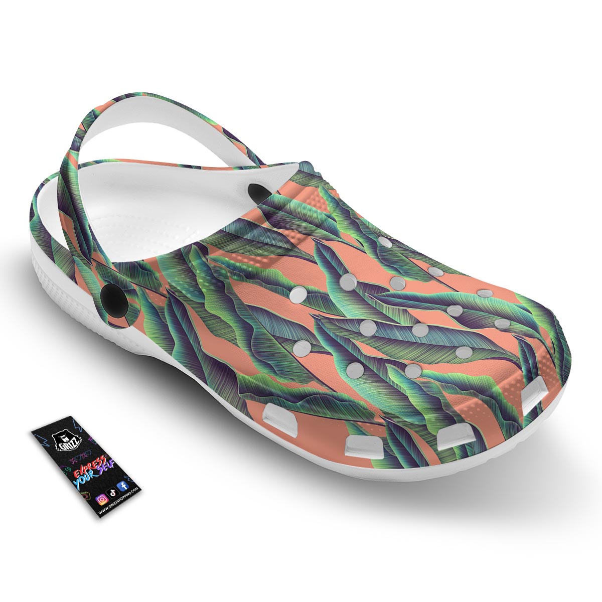 Banana Leaf Tropical Print Pattern Clog-grizzshop