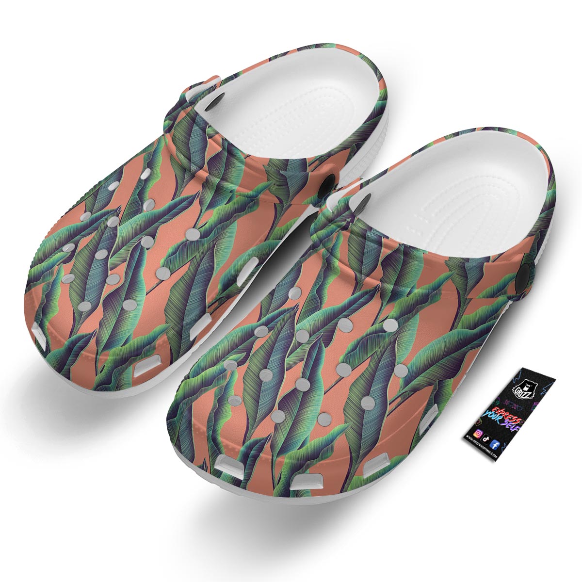 Banana Leaf Tropical Print Pattern Clog-grizzshop