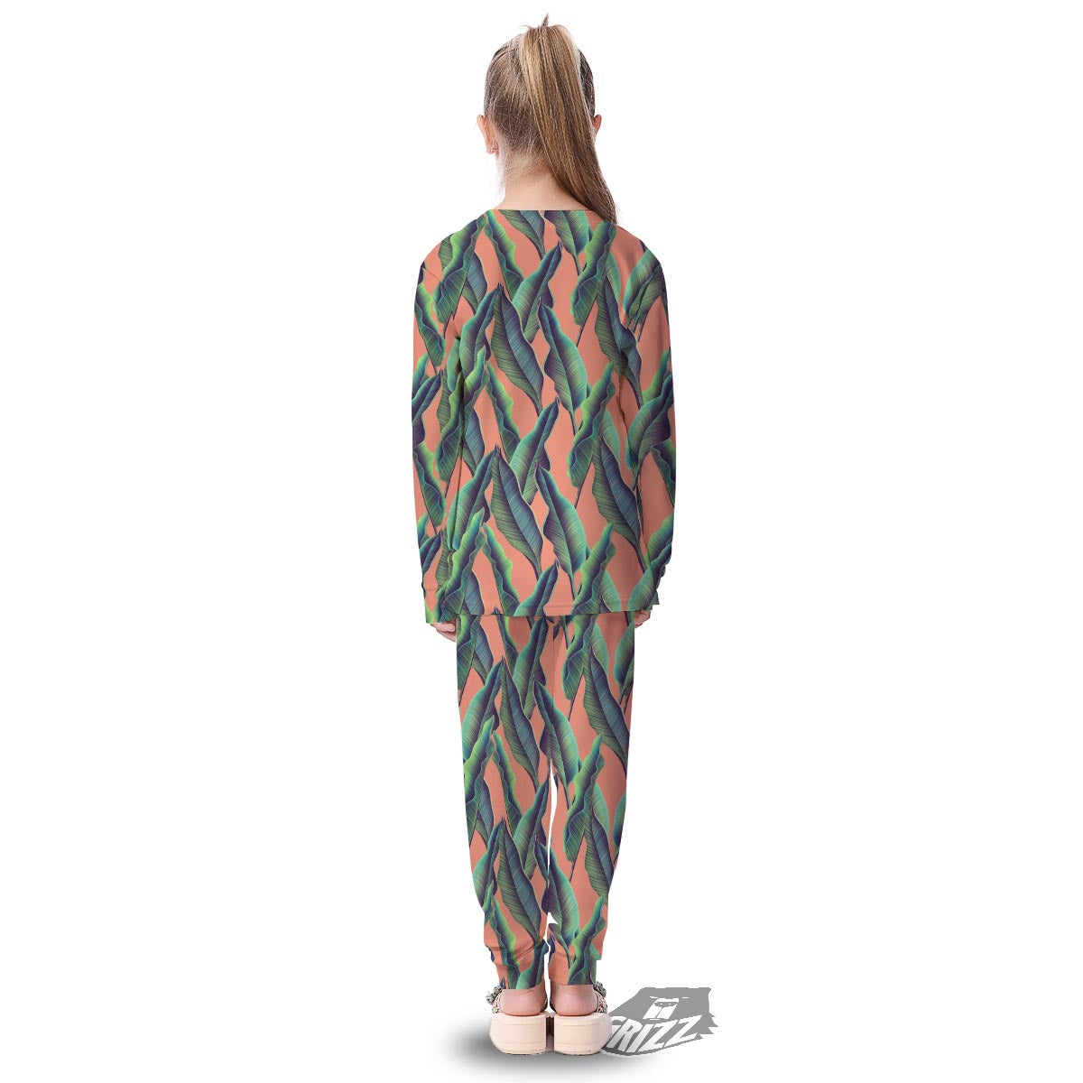 Banana Leaf Tropical Print Pattern Kid's Pajamas-grizzshop