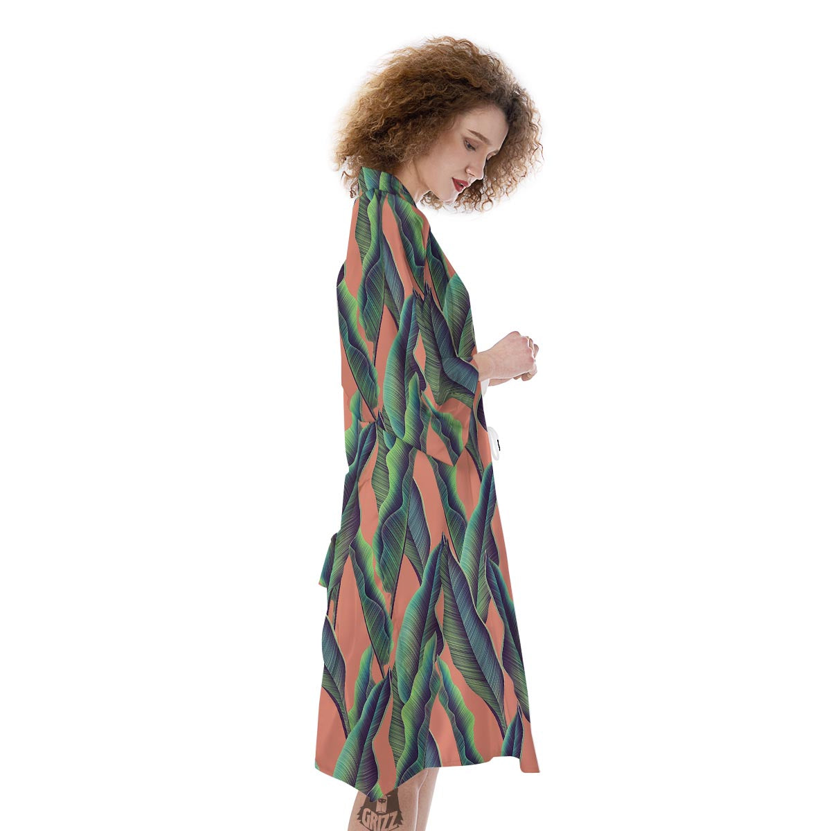 Banana Leaf Tropical Print Pattern Kimono-grizzshop