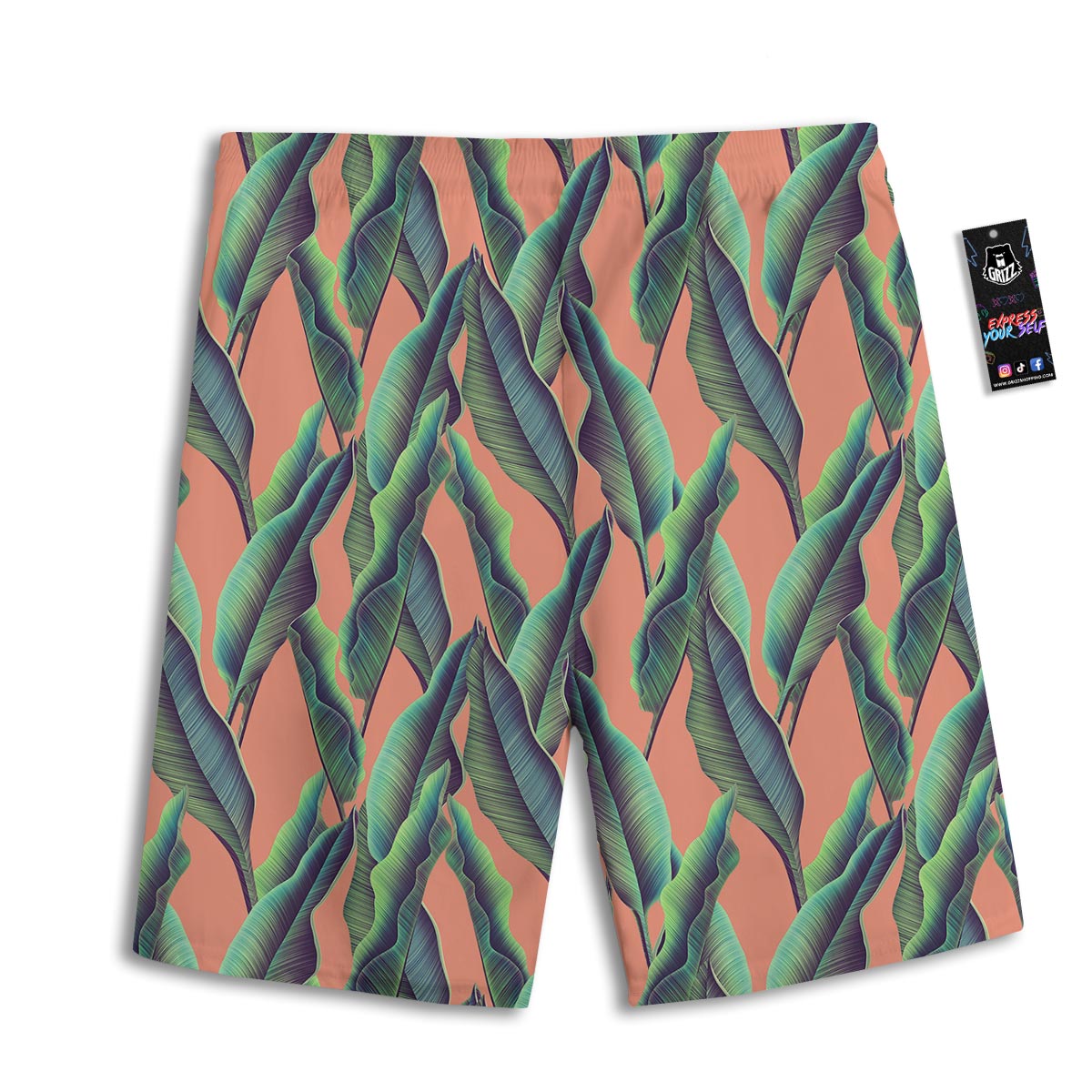 Banana Leaf Tropical Print Pattern Men's Athletic Shorts-grizzshop
