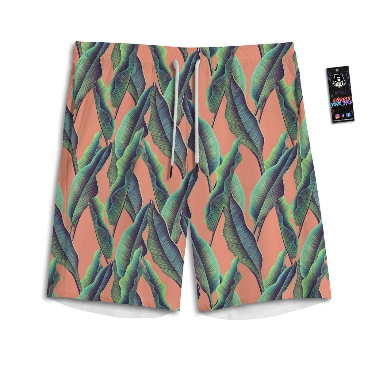 Banana Leaf Tropical Print Pattern Men's Athletic Shorts