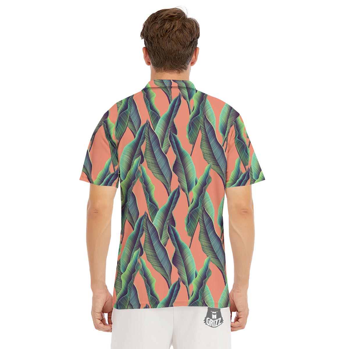 Banana Leaf Tropical Print Pattern Men's Golf Shirts-grizzshop