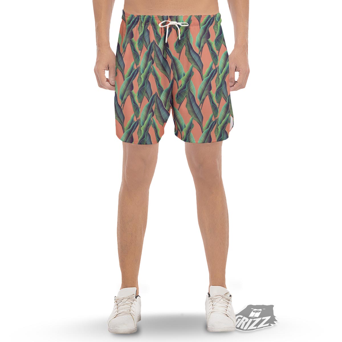 Banana Leaf Tropical Print Pattern Men's Gym Shorts-grizzshop