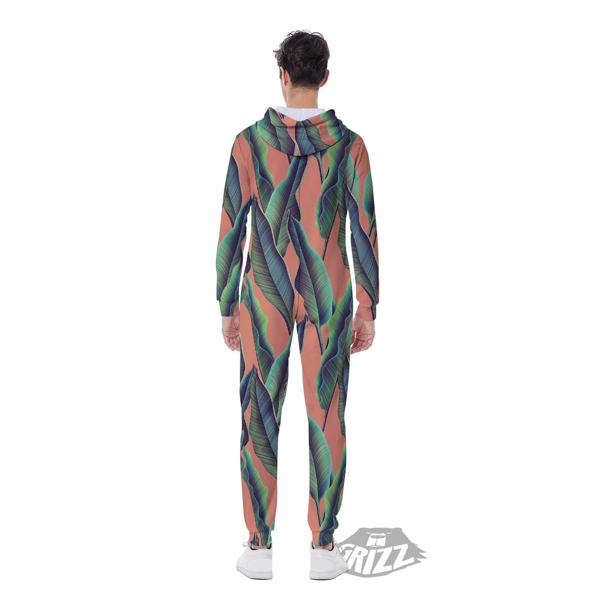 Banana Leaf Tropical Print Pattern Men's Jumpsuit-grizzshop