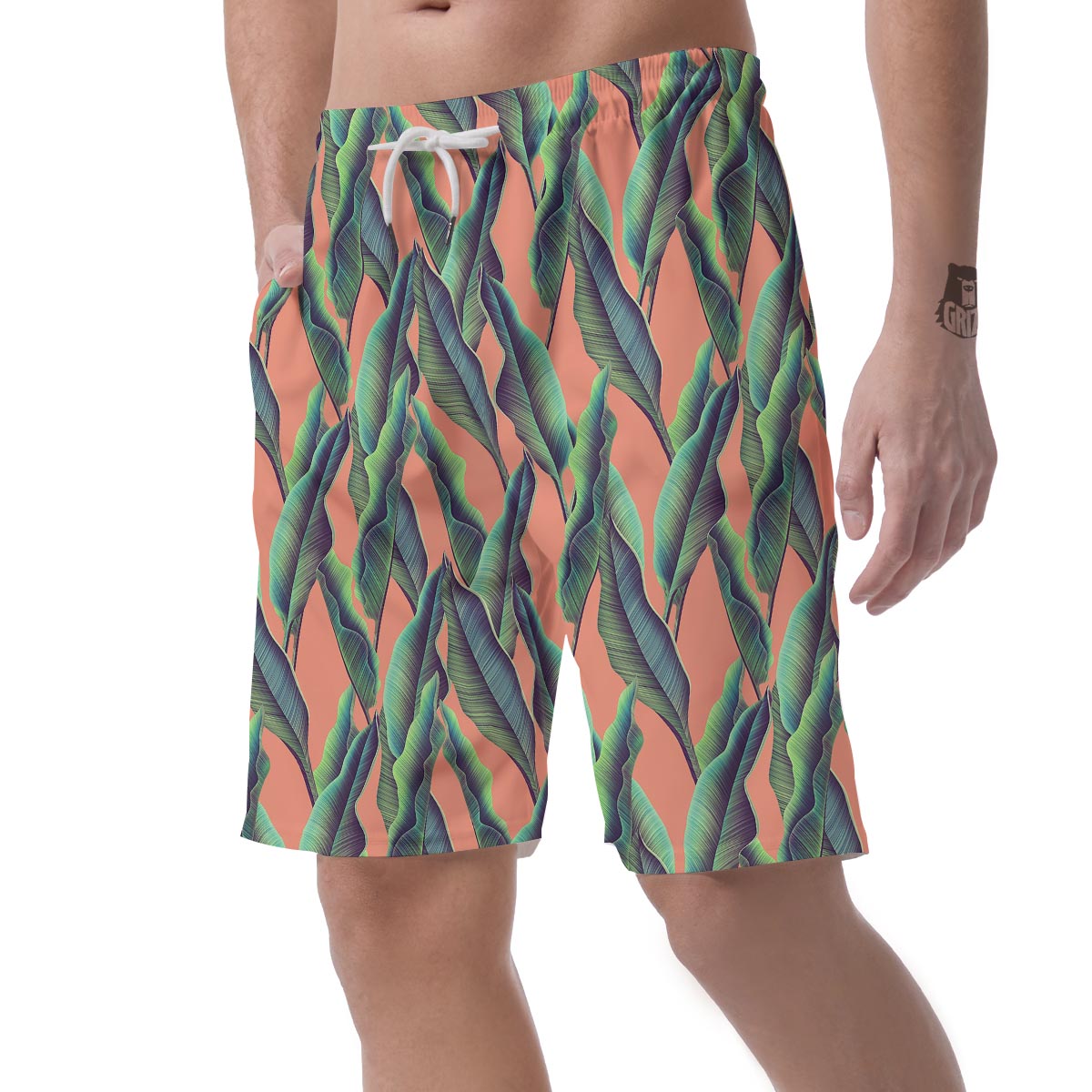 Banana Leaf Tropical Print Pattern Men's Shorts-grizzshop