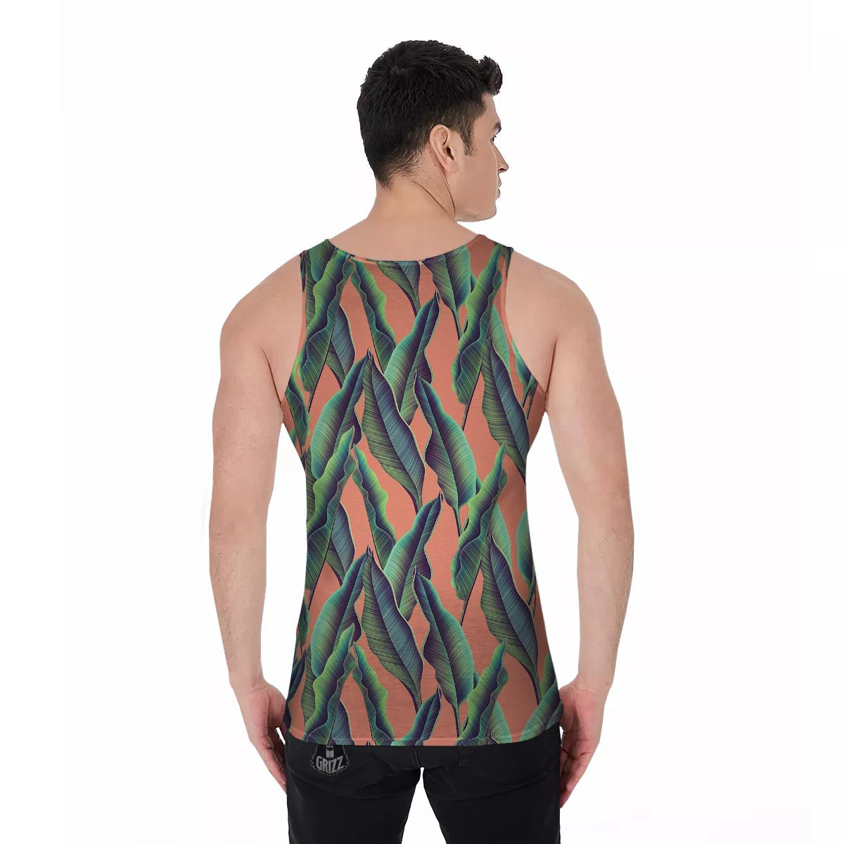 Banana Leaf Tropical Print Pattern Men's Tank Top-grizzshop