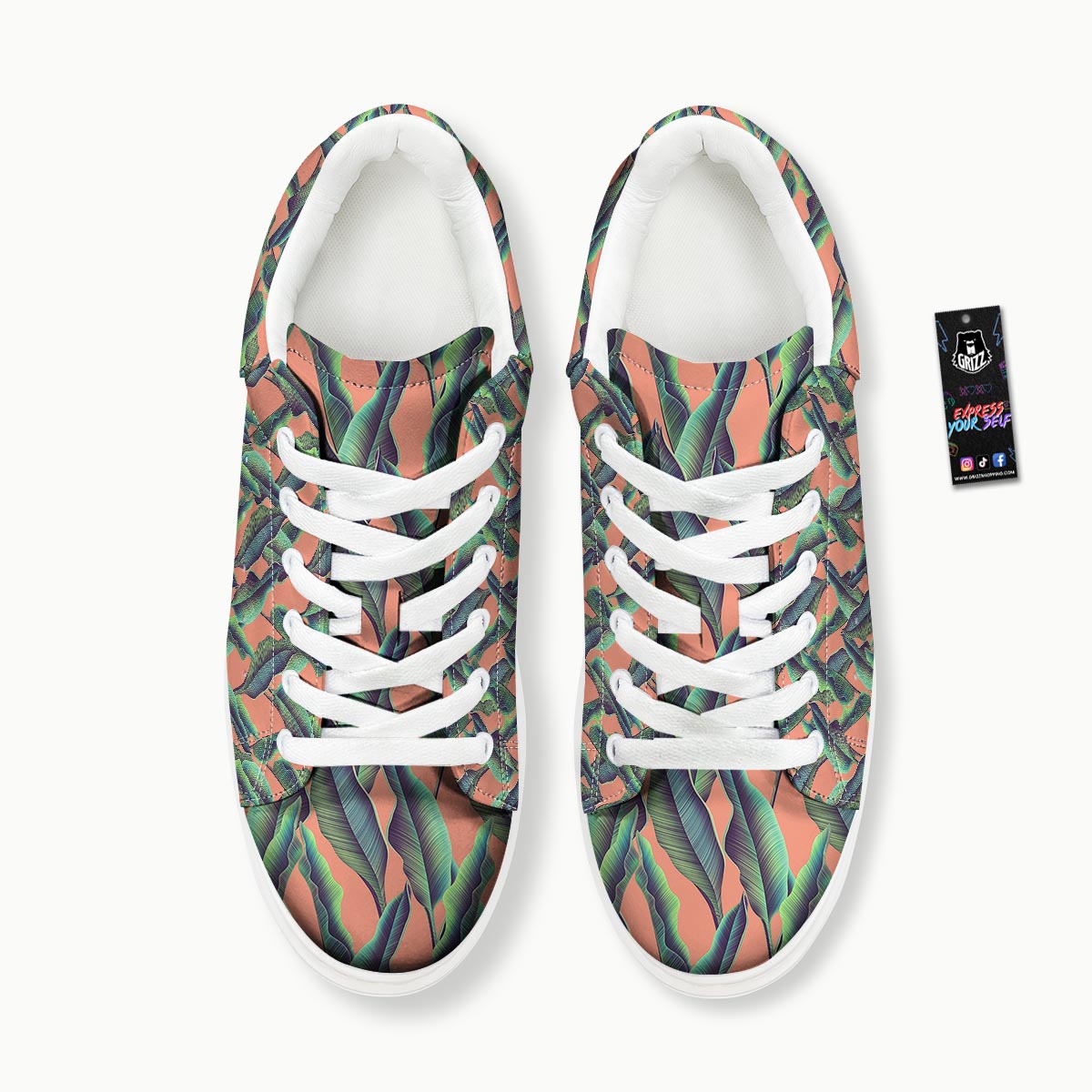Banana Leaf Tropical Print Pattern Platform Shoes-grizzshop
