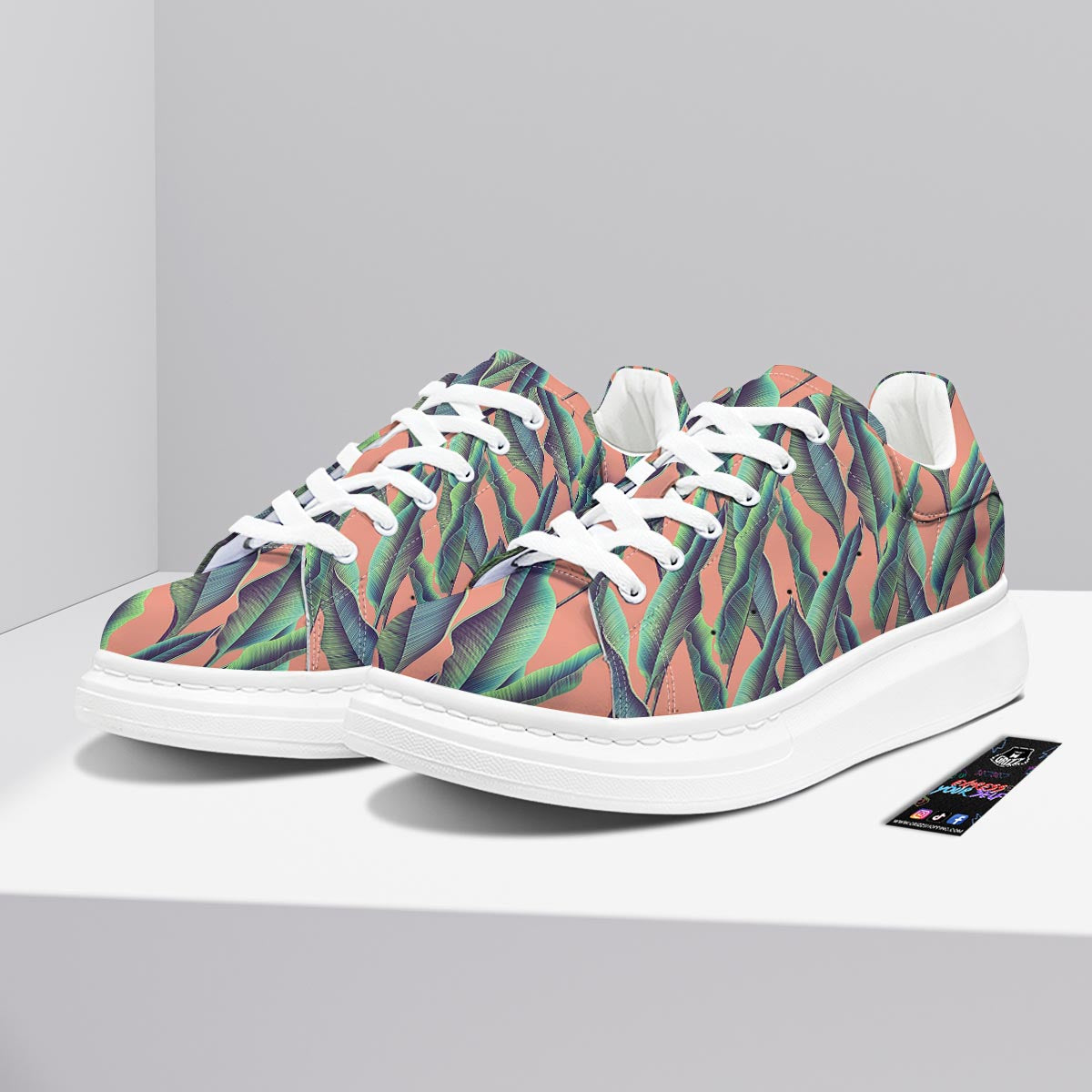 Banana Leaf Tropical Print Pattern Platform Shoes-grizzshop