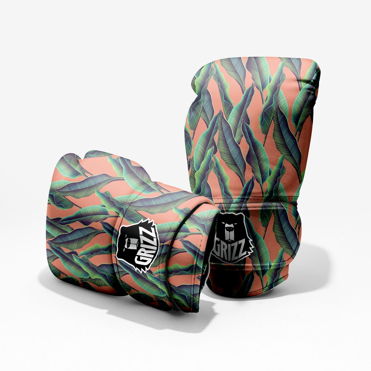 Banana Leaf Tropical Print Pattern Sparring Gloves-grizzshop